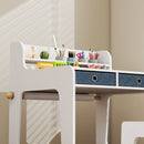 Set Scrivania 62,8x55,6x73,8 cm e Sedia per Bambini con Ripiano Portabicchieri e Cassetti in MDF Bianco      
