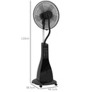 Ventilatore Nebulizzatore da Terra 44,5x38,5x120 cm con Serbatoio 3L 3 Modalità e 3 Velocità Nero      