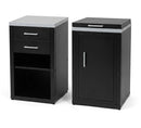 Composizione 2 Moduli Cucina Cucina 3 Fuochi a Gas + Armadietto con Cassetti Top in Acciaio Inox Nero   