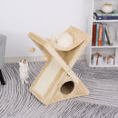 Tiragraffi per Gatti Pieghevole 54,5x32x65 cm con Casetta in Peluche Giallo