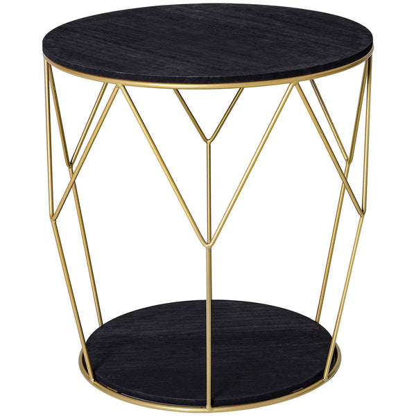 Tavolino da Soggiorno Contenitore in Metallo Ø45x48 cm Nero e Oro online