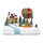 Villaggio Natalizio 28x18x18 cm con Mongolfiera Luci Suoni e Movimento