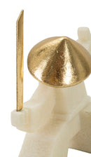 Decorazione Samurai Oda Quarzy 17x7,5x18,5 cm in Resina e Metallo Bianco e Oro      
