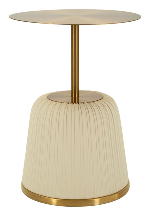 Tavolinetto Egle Bianco Ø40x55 cm in Metallo e PU Bianco e Oro online