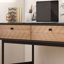 Scrivania da Ufficio Moderna con 2 Cassetti 106x50x77 cm in Acciaio e MDF Nero e Rovere