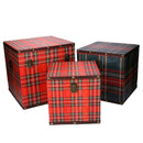 Set 3 Scatole in similpelle 1design scozzese quadrate