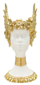Scultura Athena 17,5x17x38 cm in Resina Bianco e Oro      