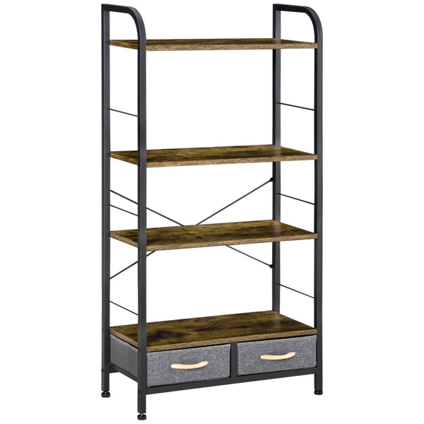 Libreria 4 Scaffali 2 Cassetti 64x27,5x121 cm in Acciaio e Truciolato sconto