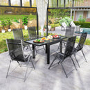 Tavolo da Pranzo Allungabile da Giardino 80-160x80x75 cm con Piano in Vetro e Alluminio Nero e Trasparente      