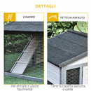Conigliera da Esterno 225x70x100 cm in Legno Grigio e Bianco