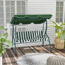 Dondolo 3 Posti con Tettuccio Regolabile 170x110x153 cm in Acciaio e Poliestere Verde e Bianco