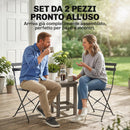 Set 2 Sedie da Giardino Pieghevoli 41x45x80,5 cm con Seduta a Doghe in Metallo Nero      