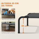 Lettino Brandina per Cani Grandi 152x94x23 cm Rialzato da Esterno in Acciaio e Rete Traspirante Grigio      