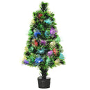 Mini Albero di Natale Artificiale 55 cm 40 Rami 40 Luci Fibre Ottiche Colorate Verde