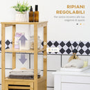 Armadietto Bagno 1 Anta 2 Ripiani 32,9x29,9x120 cm in Bambù Legno Naturale