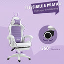 Sedia da Gaming con Orecchie da Coniglio 65x63x136-142 cm Poggiapiedi Cuscini in Pelle PU Viola      