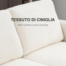 Divano 2 Posti Moderno 138x70x80 cm con Cuscini Rimovibili e Lavabili in Ciniglia Bianco Crema  