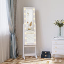Specchio da Terra Armadio Portagioie Regolabile e Luci LED Bianco 36x30x136 cm 