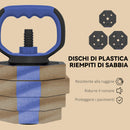 Set Pesi da Palestra 6 in 1 Utilizzabile come Kettlebell Manubri Bilanciere Supporto in Plastica e Sabbia Blu      