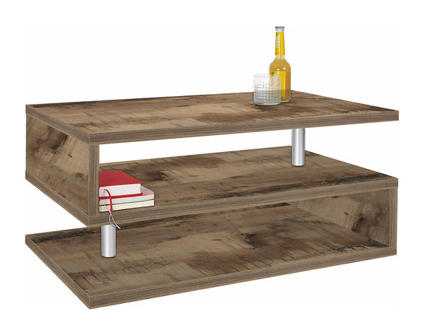 Tavolino a S con Ripiani a Giorno 90x41,5x55 cm Zeta Acero Pereira sconto