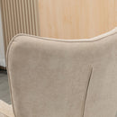Poltrona Relax con Pouf Poggiapiedi in Velluto a Costine Beige   
