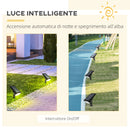 Set 4 Faretti Solari da Giardino 17x10x48,3 cm a LED Nero