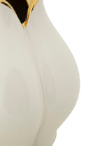 Vaso Ceramica Potter Ø23x27,5 cm in Ceramica Bianco e Oro      