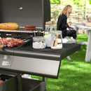 Barbecue a Gas con Fornello Laterale 129,5x56x110 cm Tavolino e Armadietto in Acciaio e PP Nero 