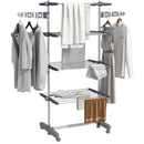 Stendino Verticale 4 Ripiani Regolabili 142x55x172 cm in Acciaio e Plastica Grigio e Argento 
