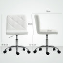 Sedia da Ufficio Regolabile 44x50x78-88 cm con Rivestimento a Bottoni in Pelle PU Bianco  