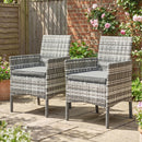 Set di 2 Sedie da Giardino con Cuscini e Braccioli in Rattan Grigio      