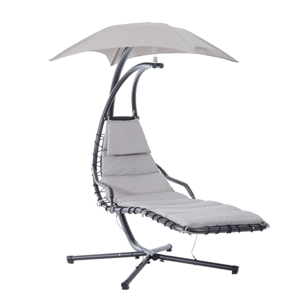 sconto Sedia Dondolo Pensile Relax Chaise Longue di Lusso con Tettuccio Grigio