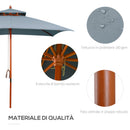 Ombrellone da Giardino 3x3 m Palo Ø48 mm in Bamboo Grigio
