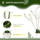 Pianta Artificiale Orchidea H75 cm con Vaso Bianco