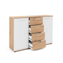 Credenza Jacky 2 2 ante e 4 cassetti 120x85h cm rovere bianco