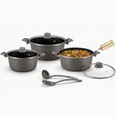 Set 3 Casseruole Milena con Coperchi e Mestoli Piano Cottura Universale Grigio      