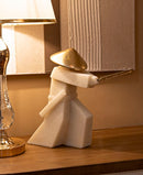 Decorazione Samurai Toku Quarzy 34x12x30 cm in Resina e Metallo Bianco e Oro      