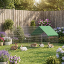 Gabbia per Conigli e Galline da Esterno e Interno 180x75x75 cm con Protezione Parasole e Griglia Metallica Verde      