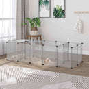 Recinto per Animali Modulabile 175x70x45 cm  con 20 Pannelli e 2 Porte in Acciaio e PP Bianco e Nero  