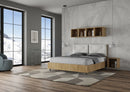 Letto Matrimoniale con Alzata Comoda Struttura Quercia con Cuscini in Similpelle Appia Bianco Varie Misure