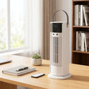 Ventilatore da Tavolo 16,8x16x41 cm con Nebulizzazione Telecomando Luci LED 3 Velocità Timer 10H Bianco      