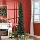 Albero di Natale Innevato Slim Ø56x225 cm con 624 Rami Base Rimovibile e Pieghevole in PVC Verde      