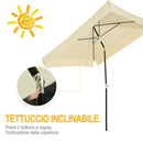 Ombrellone da Giardino 2x2 m Palo Ø28 mm in Matallo e Poliestere Bianco Crema