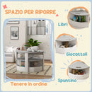 Set Tavolo con 4 Sgabelli Salvaspazio con Vano Contenitore in Legno Grigio 