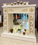 Camino Decorativo da Pavimento 102x110x30 cm con Specchio  Versailles Gold Plus Avorio