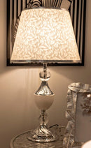 Lampada da Tavolo Kody Ø30x54 cm in Ferro e Tessuto Argento e Bianco      