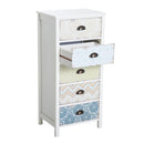 Cassettiera con 5 Cassetti 46x34x97,5 cm in MDF Bianco