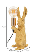 Lampada da Tavolo Rubbit 13x17x35,5 cm in Resina e Ferro e Carta e Tessuto Oro      