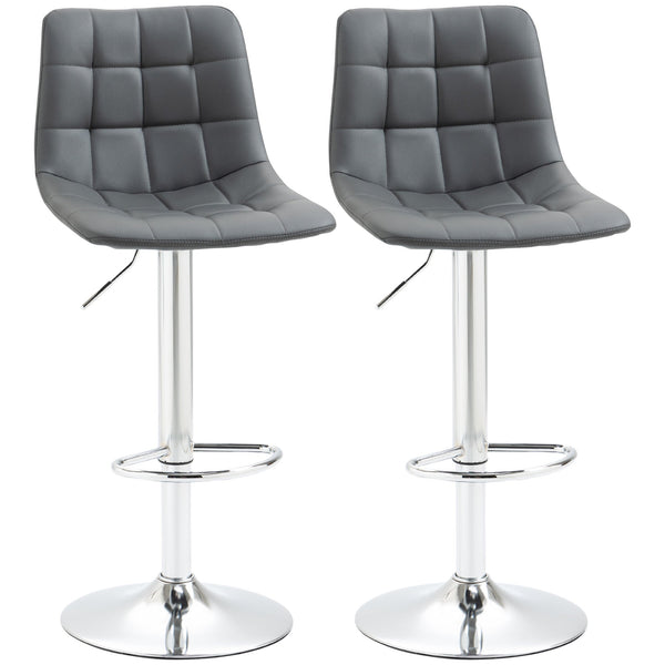 Set 2 Sgabelli con Schienale 42x45x89-110 cm in Similpelle Grigio sconto