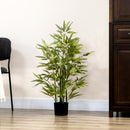 Pianta di Bambù Artificiale Alta 90 cm da 504 Foglie con Vaso in Cemento Ø15x12.5 cm in PEVA e PP Verde      